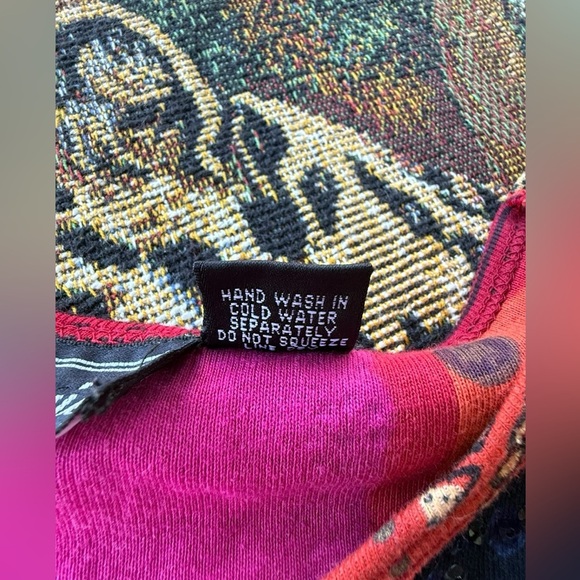 Vintage Nostalgia Women’s Colorful Patchwork Paisley Embellished Blouse Small - Picture 7 of 8